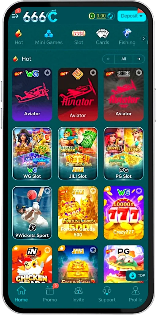 Main homepage of 666c game apk