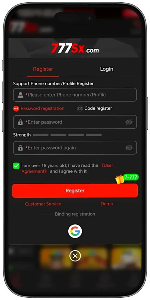777sx game registration image