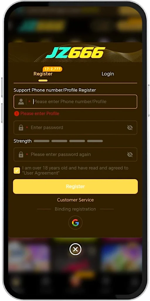JZ666 Game Registration image