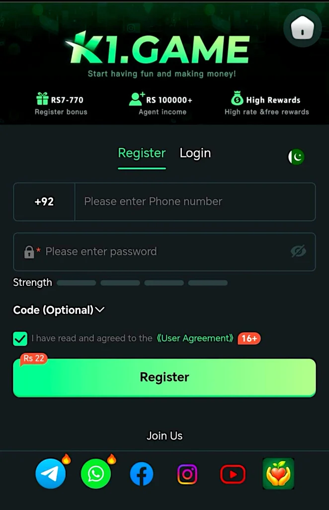 K1 Game Register