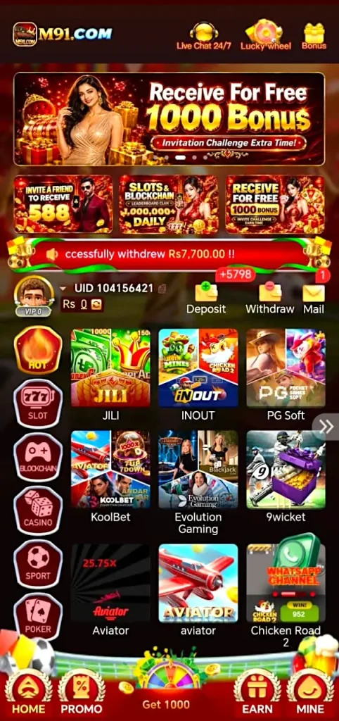 M91 Game homepage casino earning platform